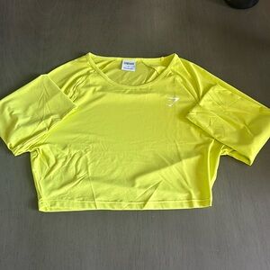 🆕Gymshark long sleeve crop top lime green size large new with out tags